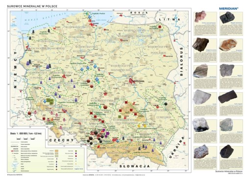 Surowce mineralne w Polsce 1:650 000. Mapa ścienna wydawnictwa Meridian