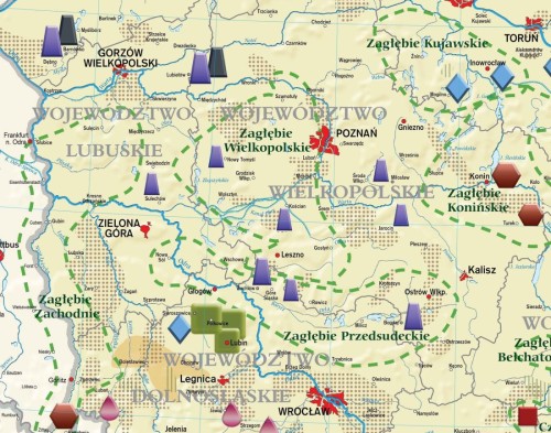 Surowce mineralne w Polsce 1:550 000. Mapa ścienna wydawnictwa Meridian. Fragment 1