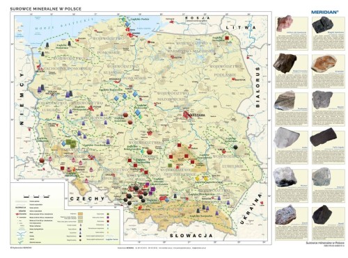 Surowce mineralne w Polsce 1:550 000. Mapa ścienna wydawnictwa Meridian