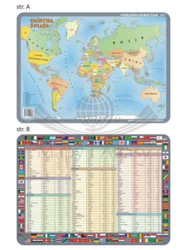 Państwa świata. Dwustronna podkładka edukacyjna