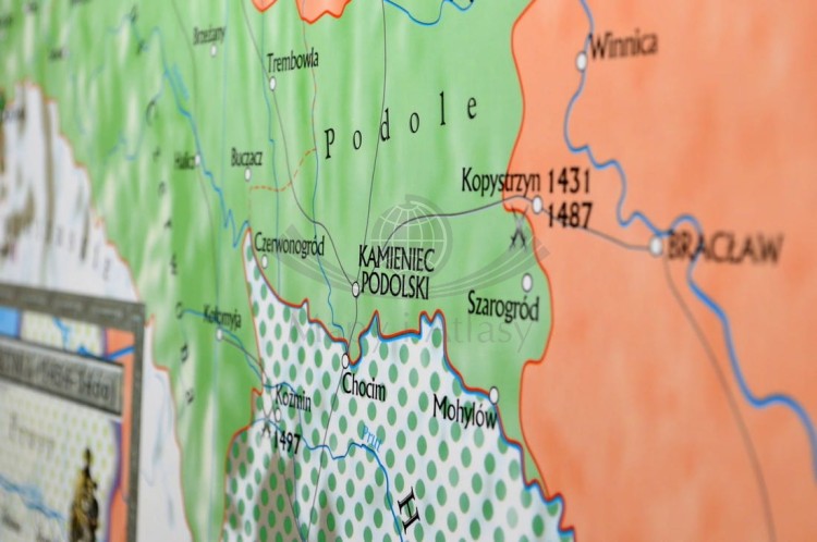 Polska i Litwa za pierwszych Jagiellonów / Europa XIV - XV w. Dwustronna mapa ścienna wydawnictwa Meridian. Strona 1 - fragment 2