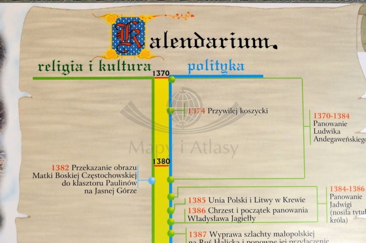 Polska i Litwa za pierwszych Jagiellonów / Europa XIV - XV w. Dwustronna mapa ścienna wydawnictwa Meridian. Strona 1 - fragment 5