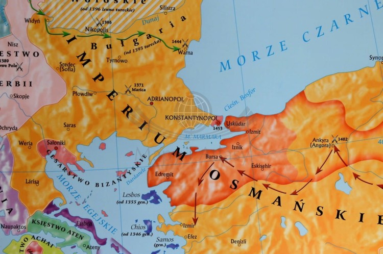 Polska i Litwa za pierwszych Jagiellonów / Europa XIV - XV w. Dwustronna mapa ścienna wydawnictwa Meridian. Strona 2 - fragment 2
