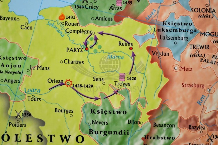 Polska i Litwa za pierwszych Jagiellonów / Europa XIV - XV w. Dwustronna mapa ścienna wydawnictwa Meridian. Strona 2 - fragment 3