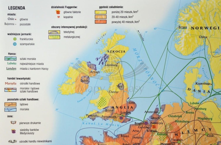 Polska i Litwa za pierwszych Jagiellonów / Europa XIV - XV w. Dwustronna mapa ścienna wydawnictwa Meridian. Strona 2 - fragment 6