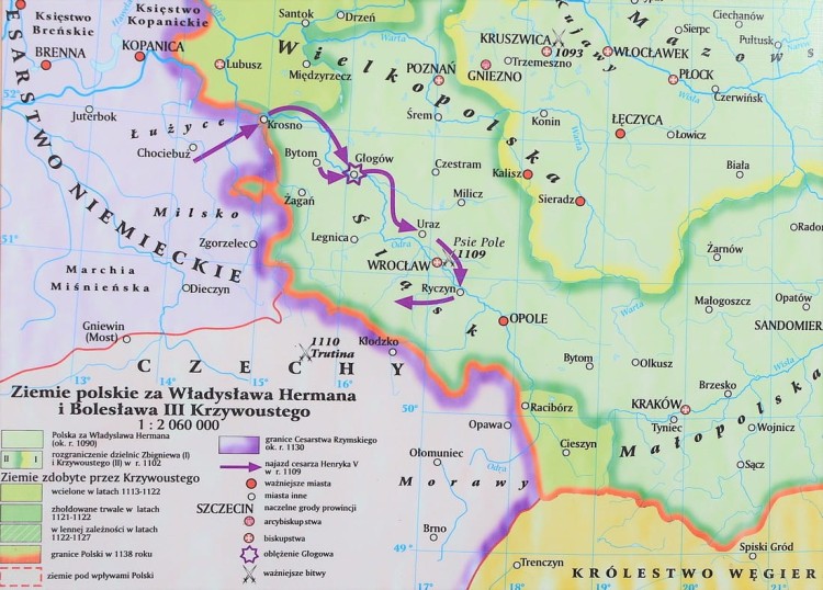 Polska pierwszych Piastów. Mapa ścienna wydawnictwa Meridian. Fragment 7