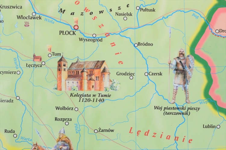 Polska pierwszych Piastów. Mapa ścienna wydawnictwa Meridian. Fragment 1