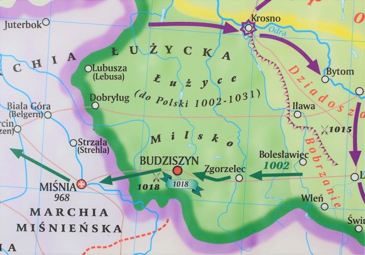 Polska pierwszych Piastów. Mapa ścienna wydawnictwa Meridian. Fragment 3