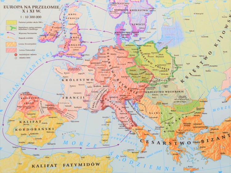 Polska pierwszych Piastów. Mapa ścienna wydawnictwa Meridian. Fragment 5