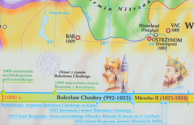 Polska pierwszych Piastów. Mapa ścienna wydawnictwa Meridian. Fragment 8
