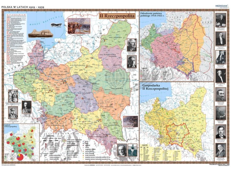 Polska w latach 1919-1939. Mapa ścienna wydawnictwa Meridian