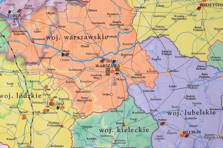 Polska w latach 1919-1939. Mapa ścienna wydawnictwa Meridian. Fragment 3