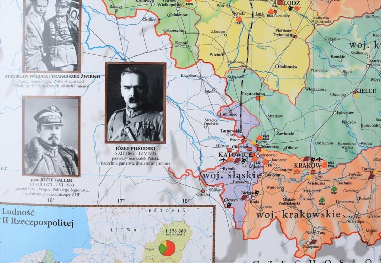 Polska w latach 1919-1939. Mapa ścienna wydawnictwa Meridian. Fragment 4