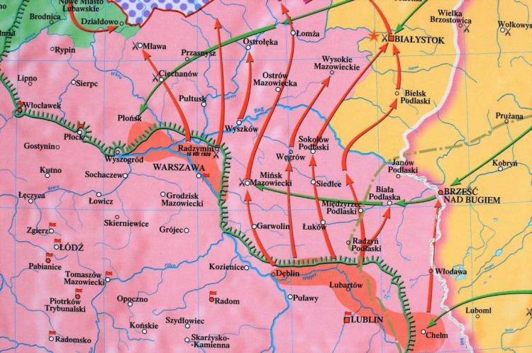 Polska w latach 1919-1939. Mapa ścienna wydawnictwa Meridian. Karton 1 - fragment 2