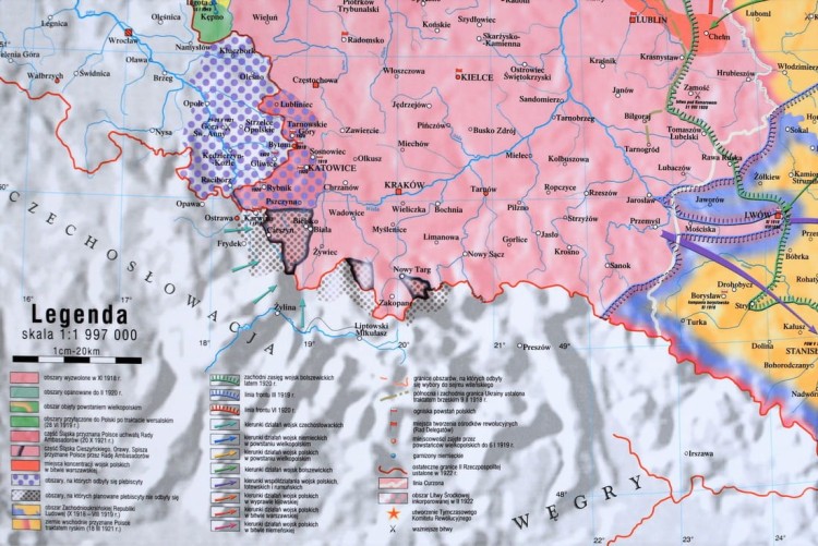 Polska w latach 1919-1939. Mapa ścienna wydawnictwa Meridian. Karton 1 - legenda