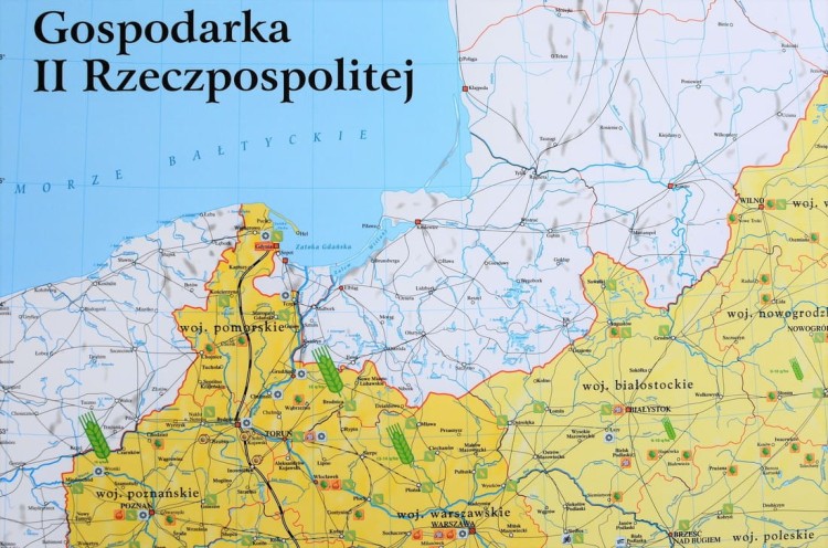 Polska w latach 1919-1939. Mapa ścienna wydawnictwa Meridian. Karton 2 - fragment 1