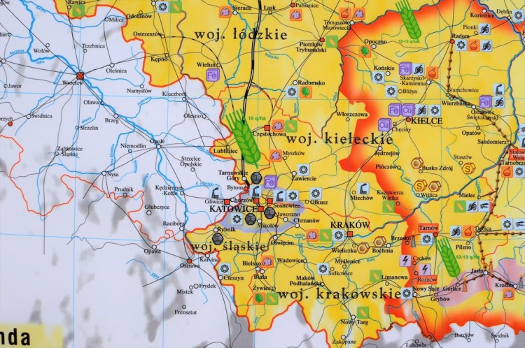 Polska w latach 1919-1939. Mapa ścienna wydawnictwa Meridian. Karton 2 - fragment 2