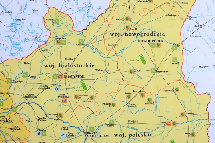 Polska w latach 1919-1939. Mapa ścienna wydawnictwa Meridian. Karton 2 - fragment 3