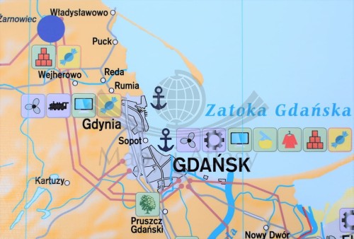 Polska - przemysł i energetyka 1:650 000. Mapa ścienna wydawnictwa Meridian. Fragment 1