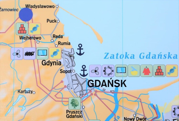 Polska - przemysł i energetyka 1:650 000. Mapa ścienna wydawnictwa Meridian. Fragment 1
