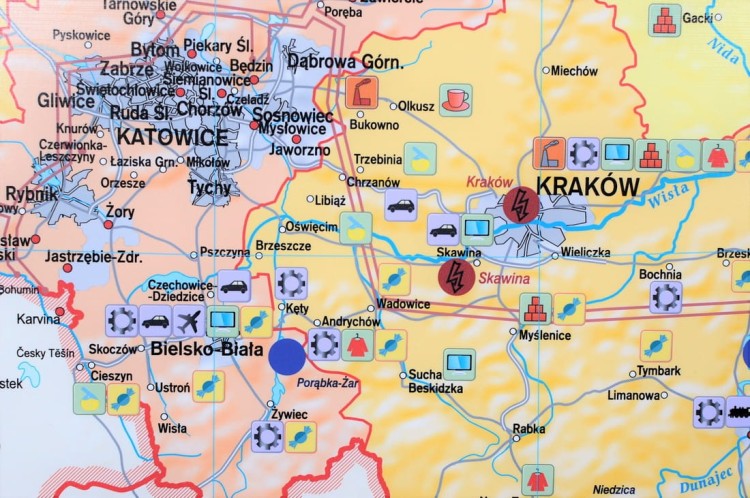Polska - przemysł i energetyka 1:650 000. Mapa ścienna wydawnictwa Meridian. Fragment 3