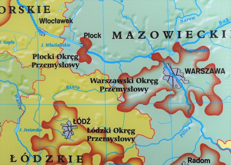 Polska - przemysł i energetyka 1:650 000. Mapa ścienna wydawnictwa Meridian. Fragment 6