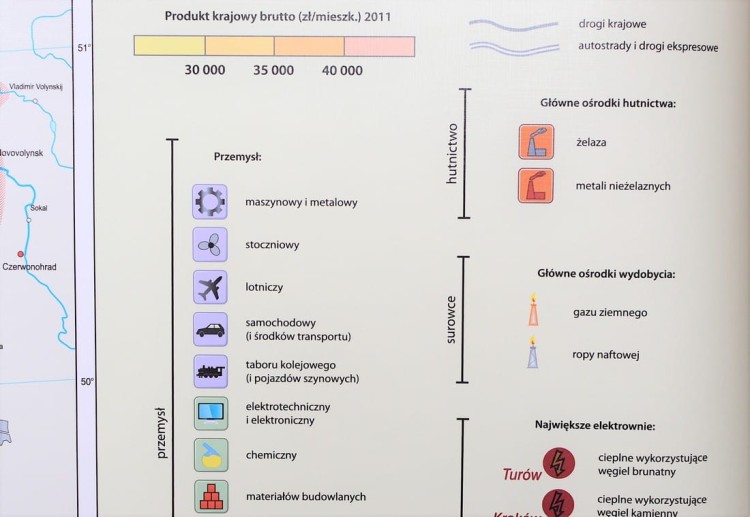 Polska - przemysł i energetyka 1:650 000. Mapa ścienna wydawnictwa Meridian. Legenda 3