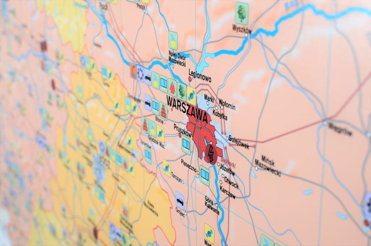 Polska - przemysł i energetyka 1:650 000. Mapa ścienna wydawnictwa Meridian. Fragment 5