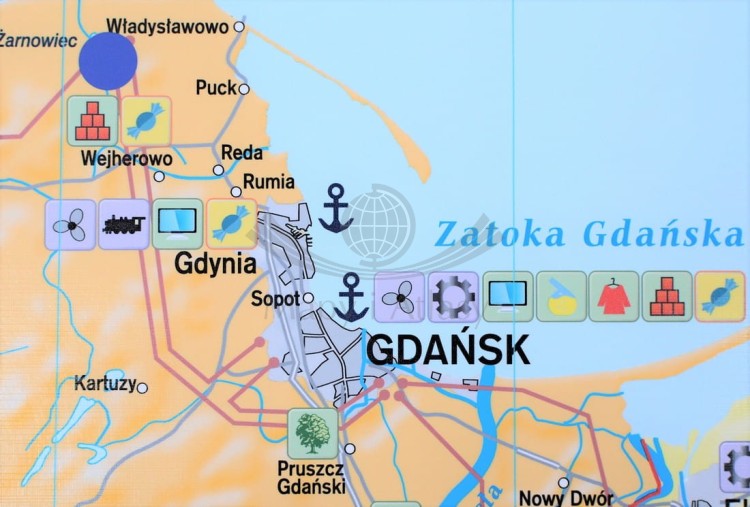 Polska - przemysł i energetyka 1:550 000. Mapa ścienna wydawnictwa Meridian. Fragment 1