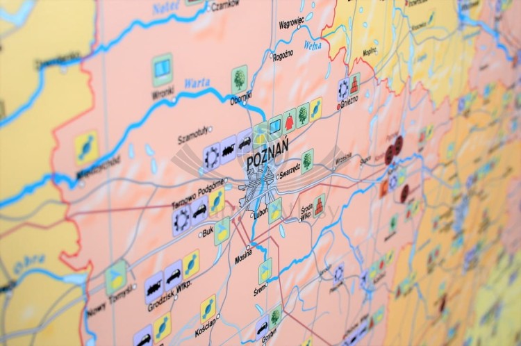 Polska - przemysł i energetyka 1:550 000. Mapa ścienna wydawnictwa Meridian. Fragment 4