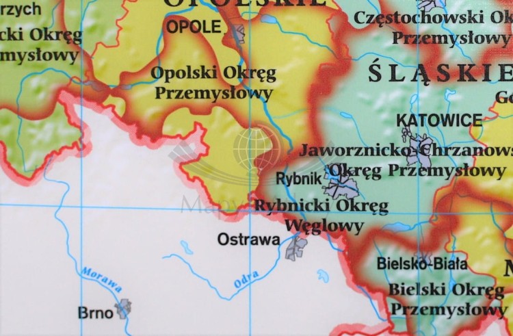 Polska - przemysł i energetyka 1:550 000. Mapa ścienna wydawnictwa Meridian. Fragment 7