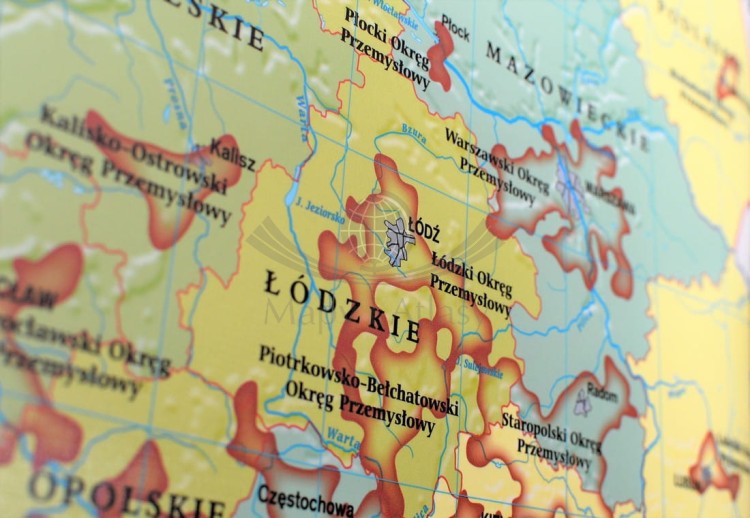 Polska - przemysł i energetyka 1:550 000. Mapa ścienna wydawnictwa Meridian. Fragment 9