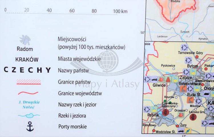 Polska - przemysł i energetyka 1:550 000. Mapa ścienna wydawnictwa Meridian. Legenda 1