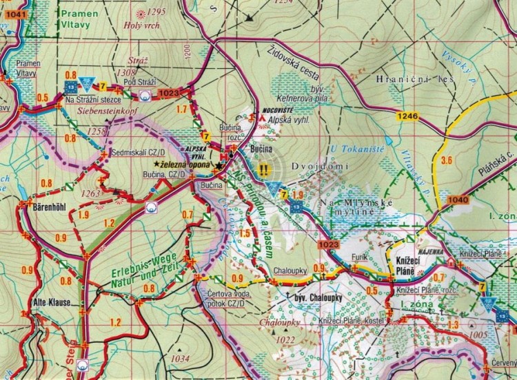 Szumawa / Sumava, Trojmezi, Plane. Mapa turystyczna 435 wydawnictwa Shocart. Fragment 2