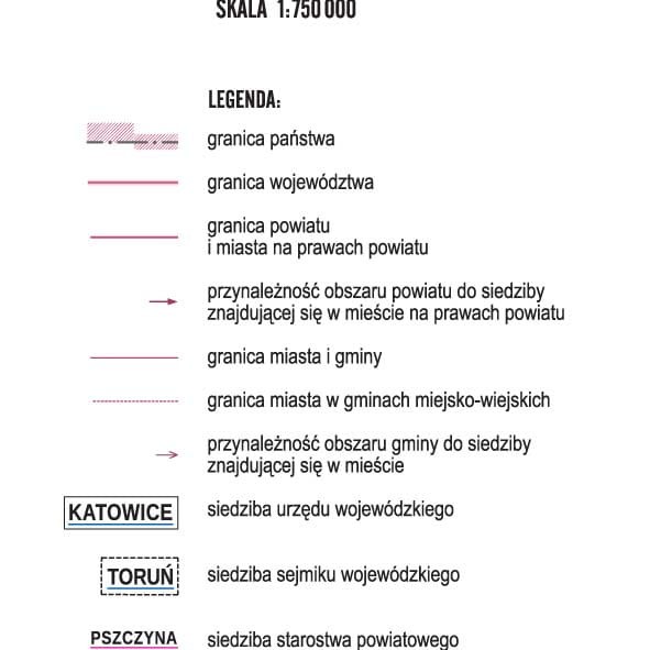 Polska 1:750 000. Mapa ścienna administracyjna. Legenda