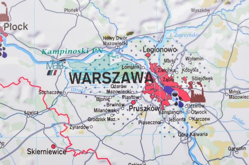 Polska 1:550 000. Degradacja środowiska w Polsce. Mapa ścienna wydawnictwa Meridian. Fragment 1