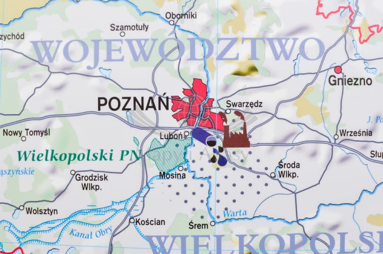 Polska 1:550 000. Degradacja środowiska w Polsce. Mapa ścienna wydawnictwa Meridian. Fragment 2
