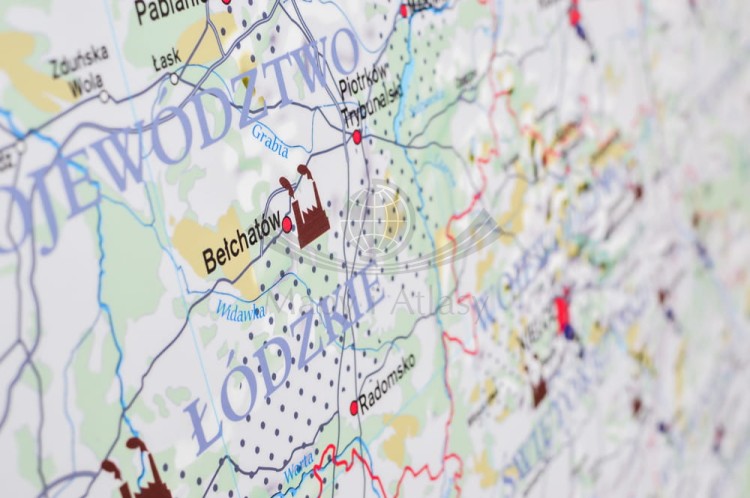 Polska 1:550 000. Degradacja środowiska w Polsce. Mapa ścienna wydawnictwa Meridian. Fragment 4