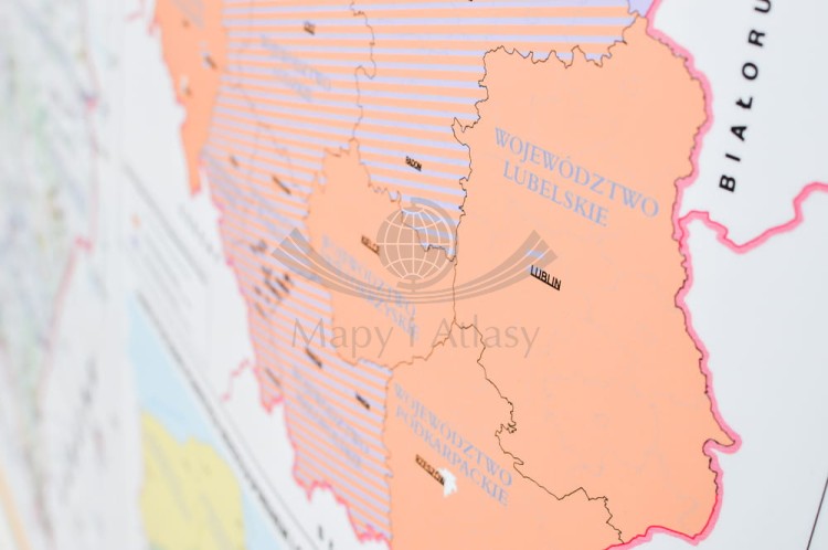 Polska 1:550 000. Degradacja środowiska w Polsce. Mapa ścienna wydawnictwa Meridian. Fragment 6