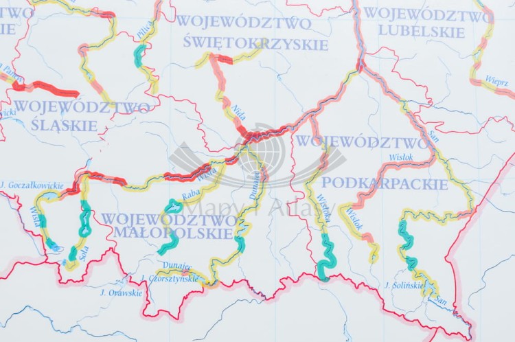 Polska 1:550 000. Degradacja środowiska w Polsce. Mapa ścienna wydawnictwa Meridian. Fragment 5