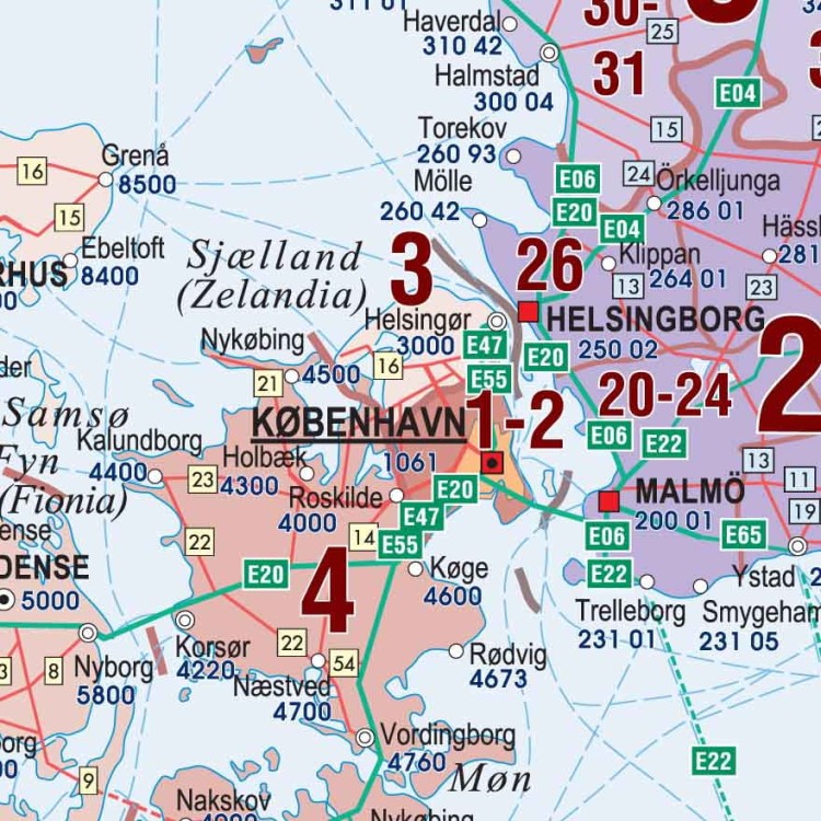 Skandynawia 1:1 500 000. Mapa ścienna kodowo-drogowa. Fragment 2