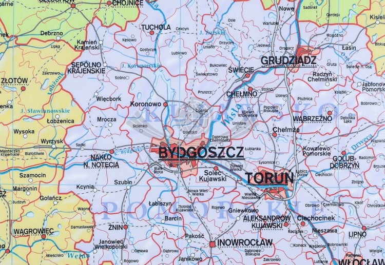 Polska 1:550 000. Mapa ścienna administracyjna wydawnictwa Meridian. Fragment 2