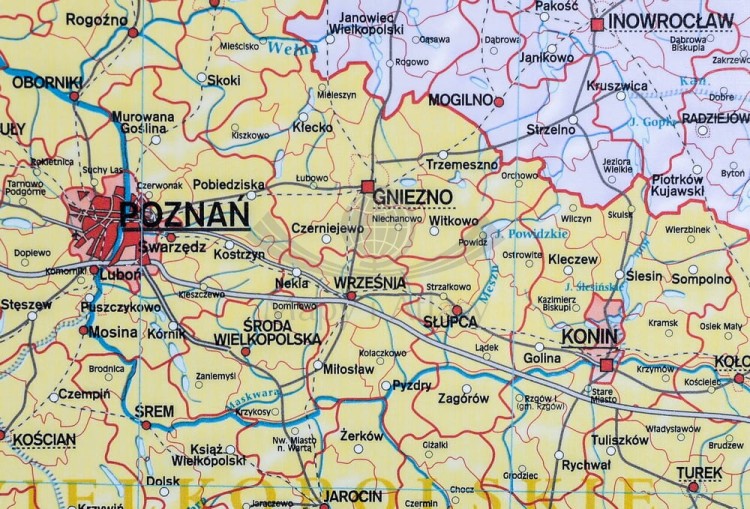 Polska 1:550 000. Mapa ścienna administracyjna wydawnictwa Meridian. Fragment 3