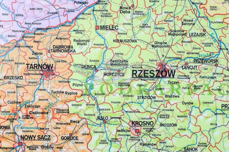 Polska 1:550 000. Mapa ścienna administracyjna wydawnictwa Meridian. Fragment 6