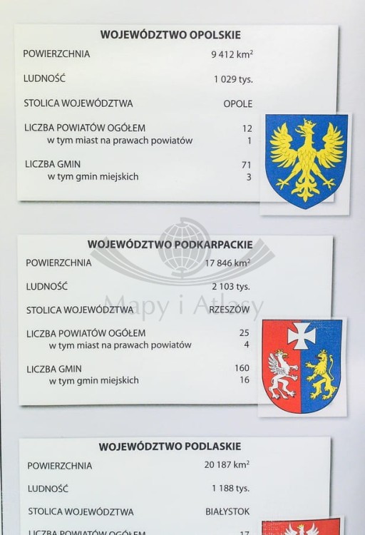 Polska 1:550 000. Mapa ścienna administracyjna wydawnictwa Meridian. Fragment 8