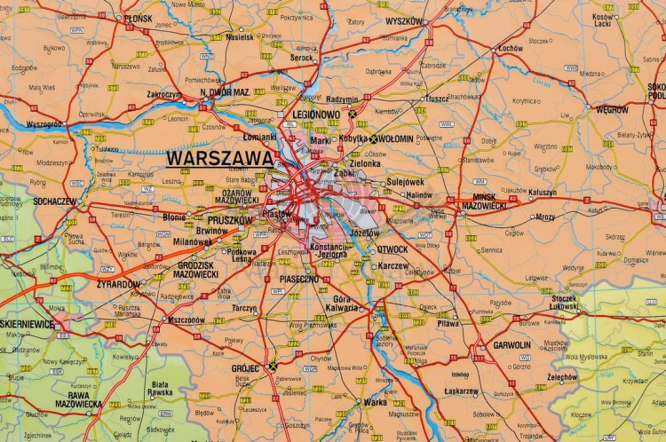 Polska 1:500 000. Mapa ścienna administracyjno-drogowa wydawnictwa Meridian. Fragment 1