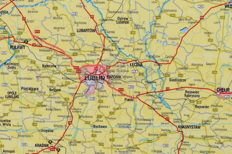 Polska 1:500 000. Mapa ścienna administracyjno-drogowa wydawnictwa Meridian. Fragment 3