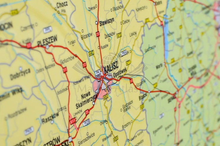 Polska 1:500 000. Mapa ścienna administracyjno-drogowa wydawnictwa Meridian. Fragment 4