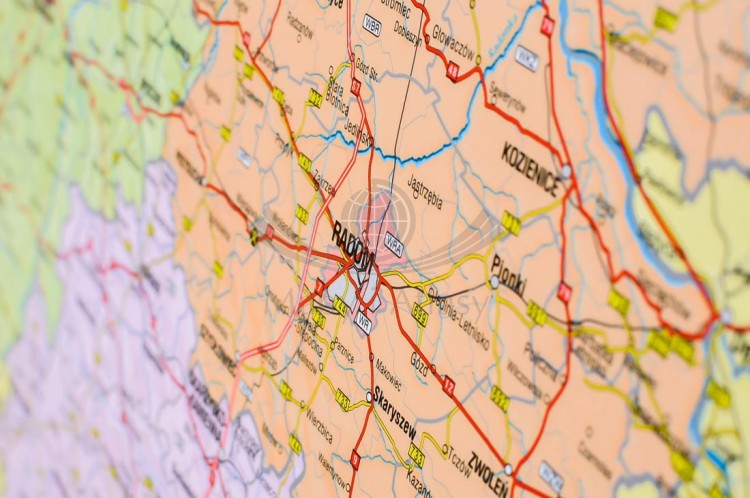 Polska 1:500 000. Mapa ścienna administracyjno-drogowa wydawnictwa Meridian. Fragment 5