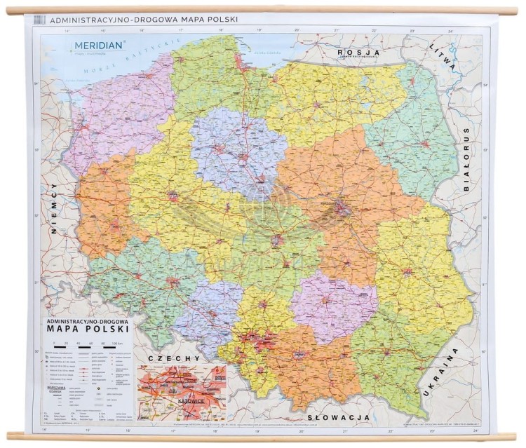 Polska 1:500 000. Mapa ścienna administracyjno-drogowa wydawnictwa Meridian